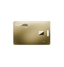 Um cart&atilde;o localizador Ondrela dourado